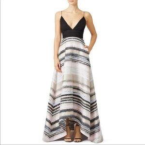 Badgley Mischka Neutral Stripe Gown
